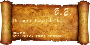 Brieger Euszták névjegykártya